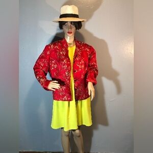 Dressbarn Silk Floral Chinese Blazer